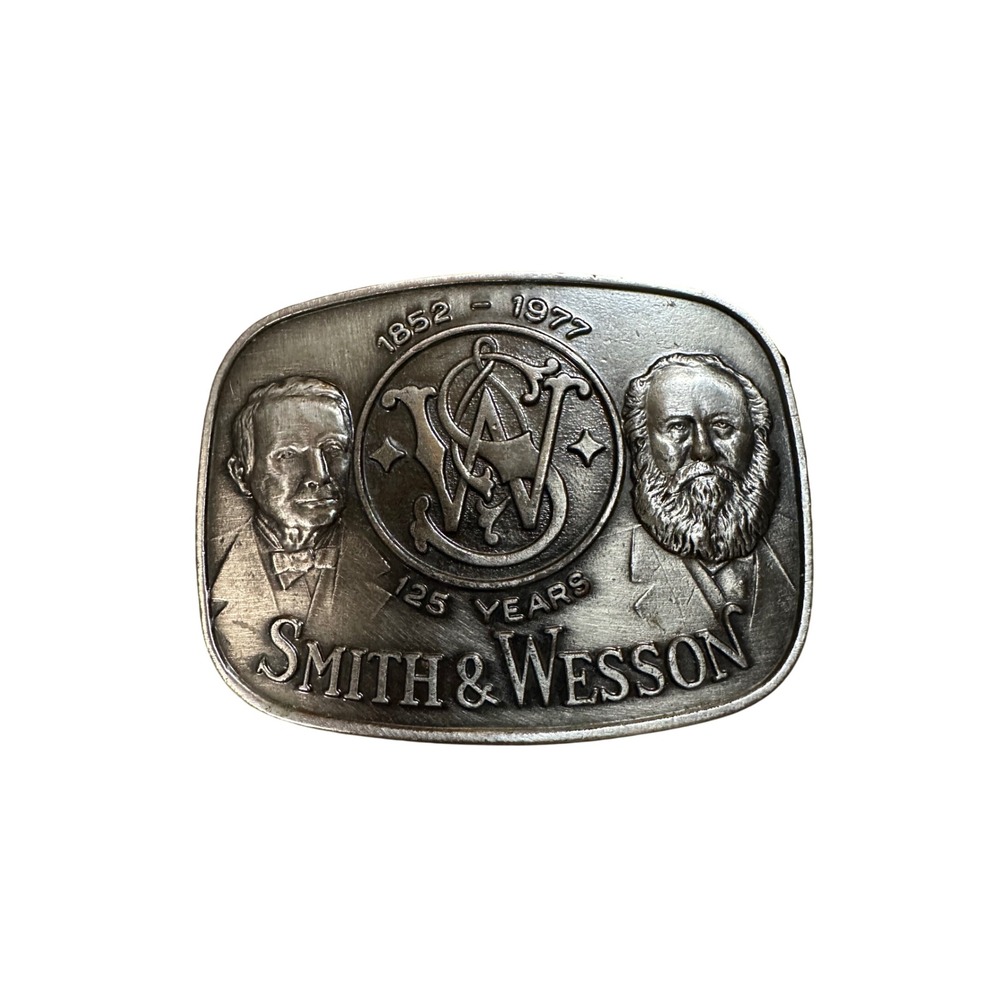 Vintage Smith & Wesson 125 Years Anniversary Belt Buckle 1852-1977 Founders Logo